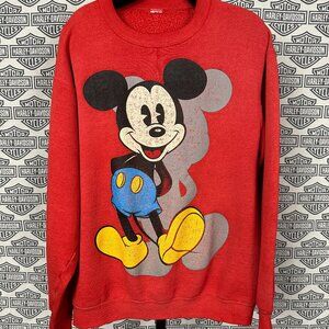 Vintage Distressed Mickey Mouse Disney Single Stitch Crewneck Sweatshirt Large
